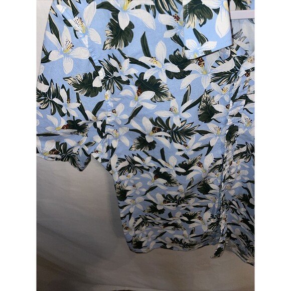 Hisdern Hawaiian Shirt Men’s Size Large Blue Floral Button Up Short Sleeve - Picture 6 of 12